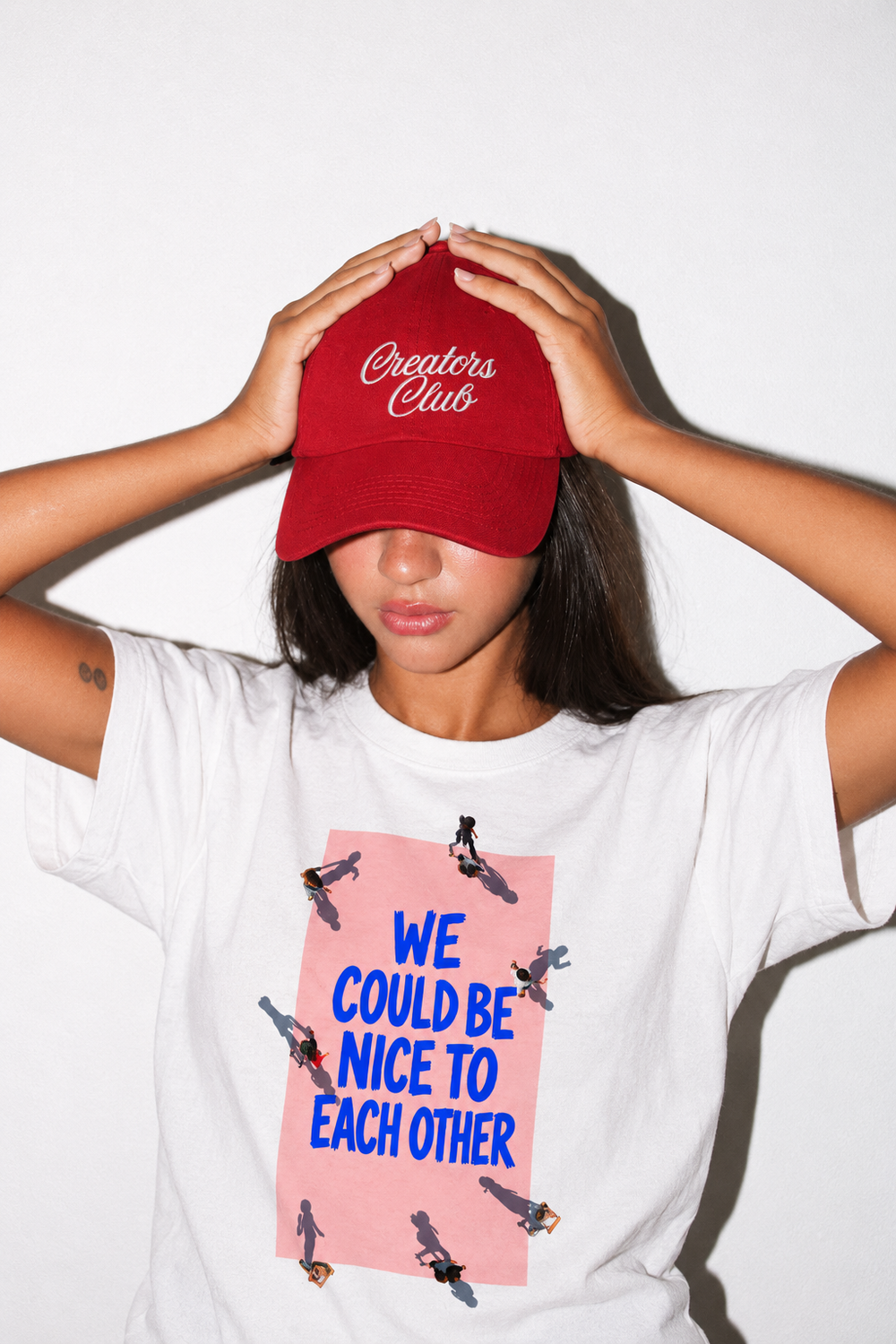 Creators Club cap styled with a T-shirt