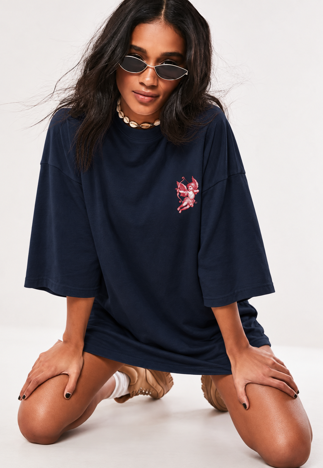 ANGEL N GODS WILL - UNISEX OVERSIZED HIGH NECK T SHIRT