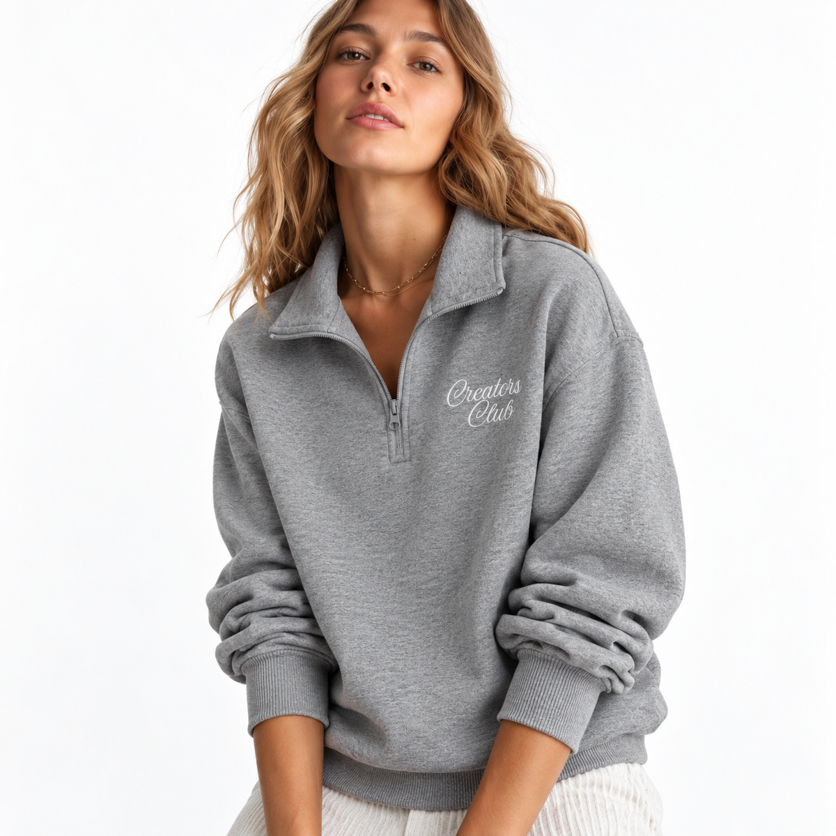 CREATORS CLUB - GRAY UNISEX FLEECE PULLOVER